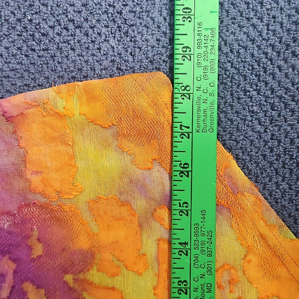 Calessa Burnout Tie Dye Crew Neck Tunic W/Asymmetric Hem: Orange Multi:Size- 1X - Picture 12 of 14